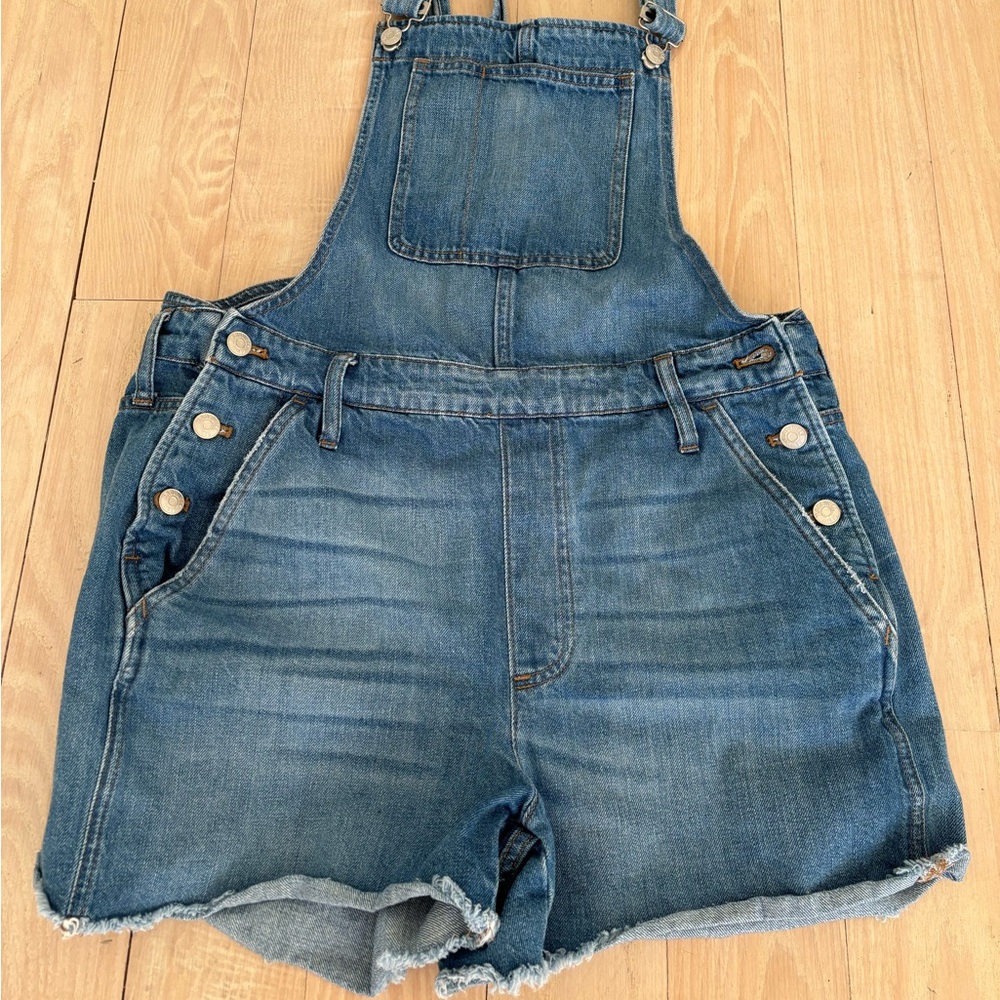 Madewell Blue Denim Short Overalls Size L